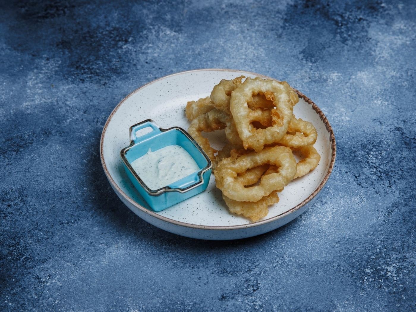 Crispy fried calamari with dipping sauces