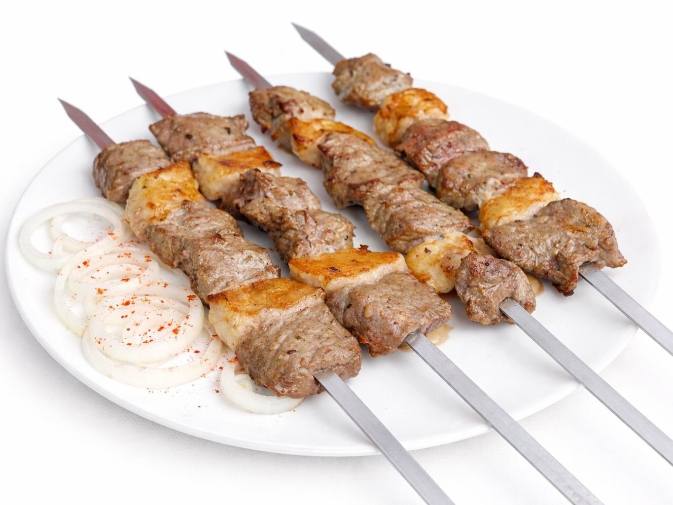 Lamb shish kebab dinner with rice